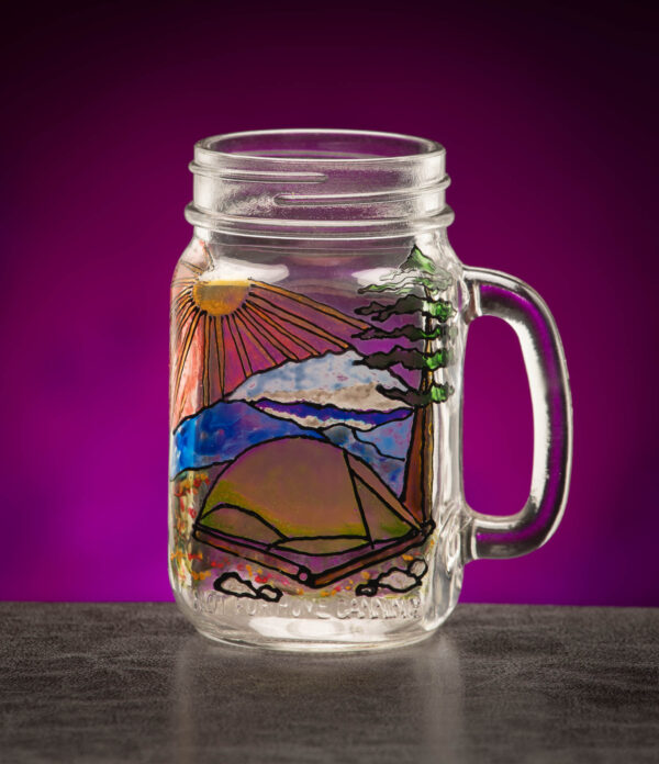 Mountain Camping Mason Jar - Image 1