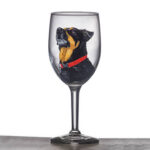 dog portrait wine glass