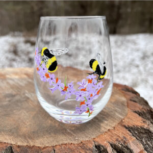 Bee stemless wine glass