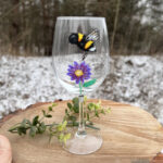 Bee on a flower wine glass