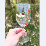 Ruby Throated Hummingbird Wine Glass