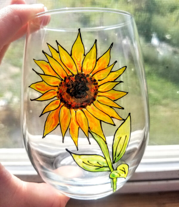 sunflower2 Sunflower Stemless Wine Glass - Image 1