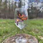 Monarch Butterfly Wine Glass