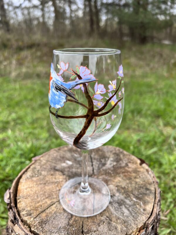 Blue Bird Wine Glass - Image 2
