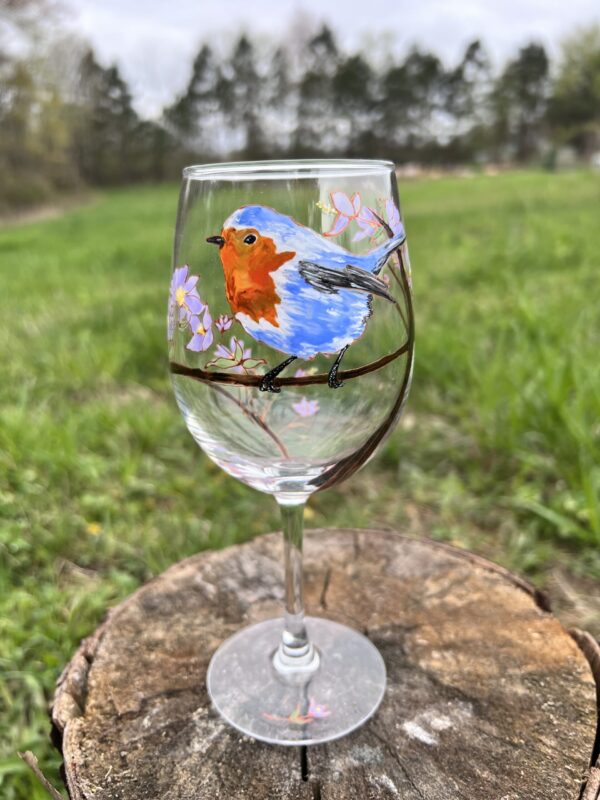 IMG_5959 Blue Bird Wine Glass - Image 1