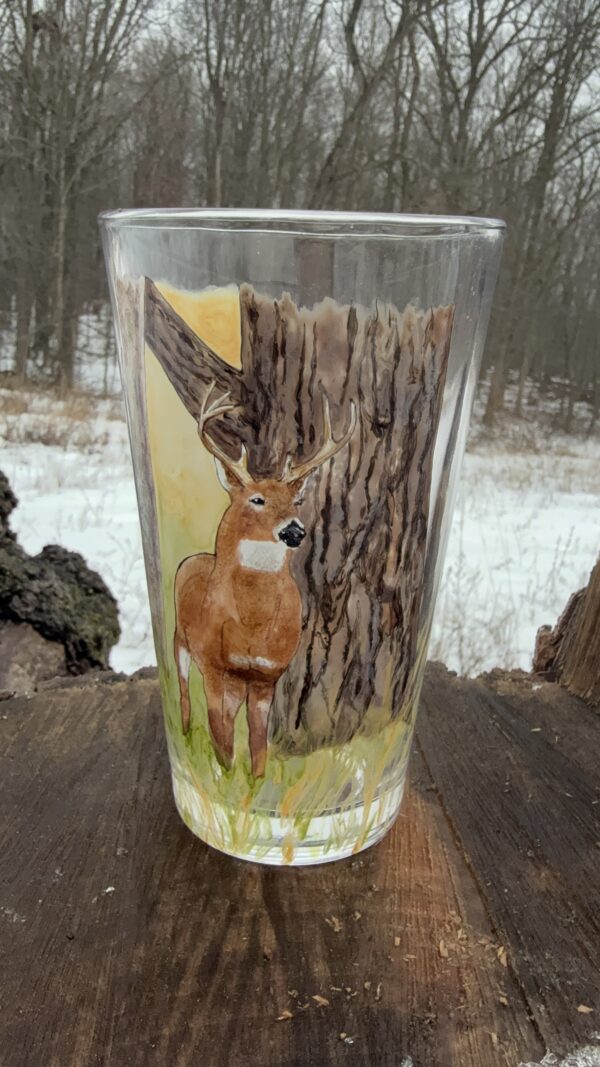 DeerPint Buck Hand Painted Pint Glass - Image 1