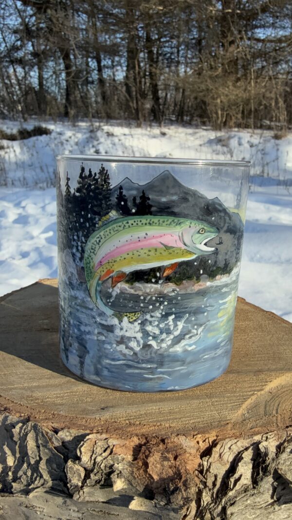 Trout1 Rainbow Trout Whiskey Glass - Image 1